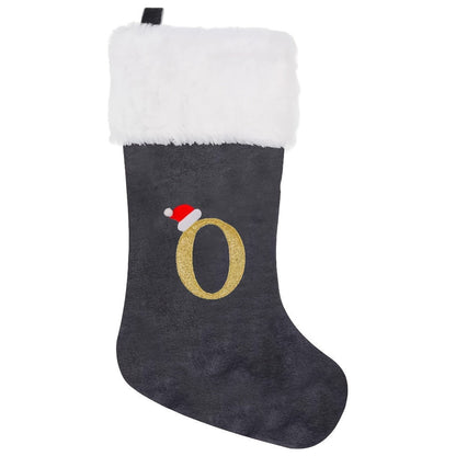 Chaussette de Noël Personnalisée en Velours | Élégante Décoration de Fête avec Monogramme