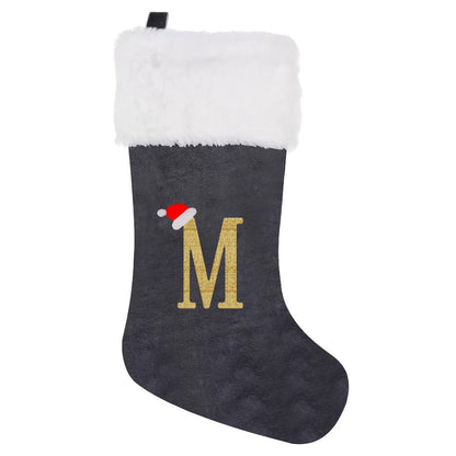 Chaussette de Noël Personnalisée en Velours | Élégante Décoration de Fête avec Monogramme