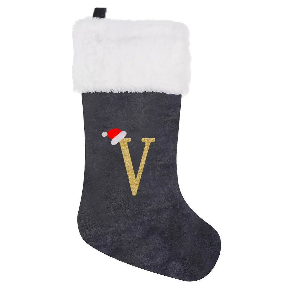 Chaussette de Noël Personnalisée en Velours | Élégante Décoration de Fête avec Monogramme