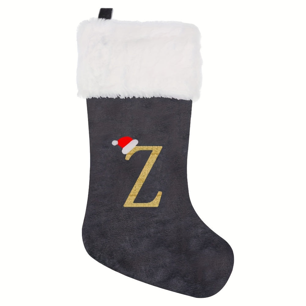 Chaussette de Noël Personnalisée en Velours | Élégante Décoration de Fête avec Monogramme