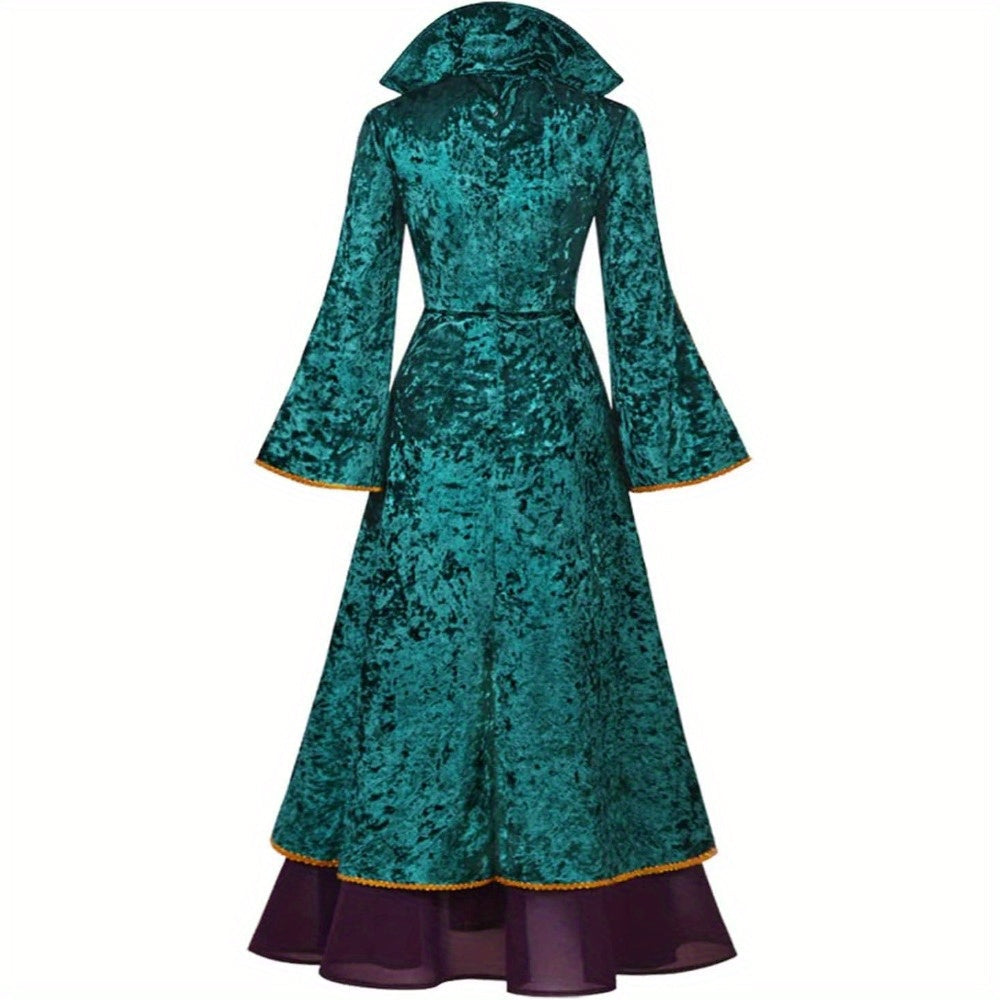 Robe de Sorcière en Velours | Maxi à Manches Longues et Lacets