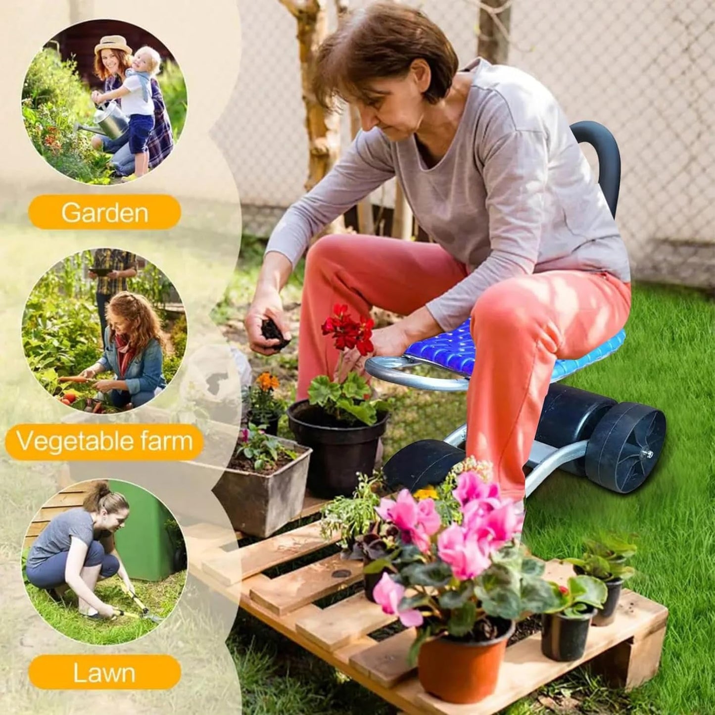 Chaise de Jardin Ergonomique Réglable | Rotation à 360° et Confort Optimal
