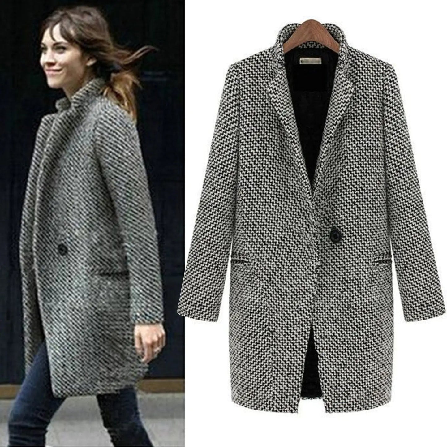Manteau d'Hiver en Pied-de-Poule | Élégance Classique et Confort Optimal