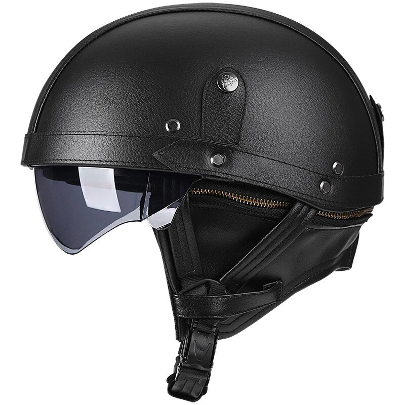 Casque de Moto Vintage ABS | Lentille Rétractable et Sécurité Optimale