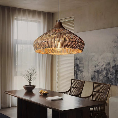 Lampe Suspendue en Rotin Tressé | Éclairage Bohémien pour Intérieurs Chaleureux