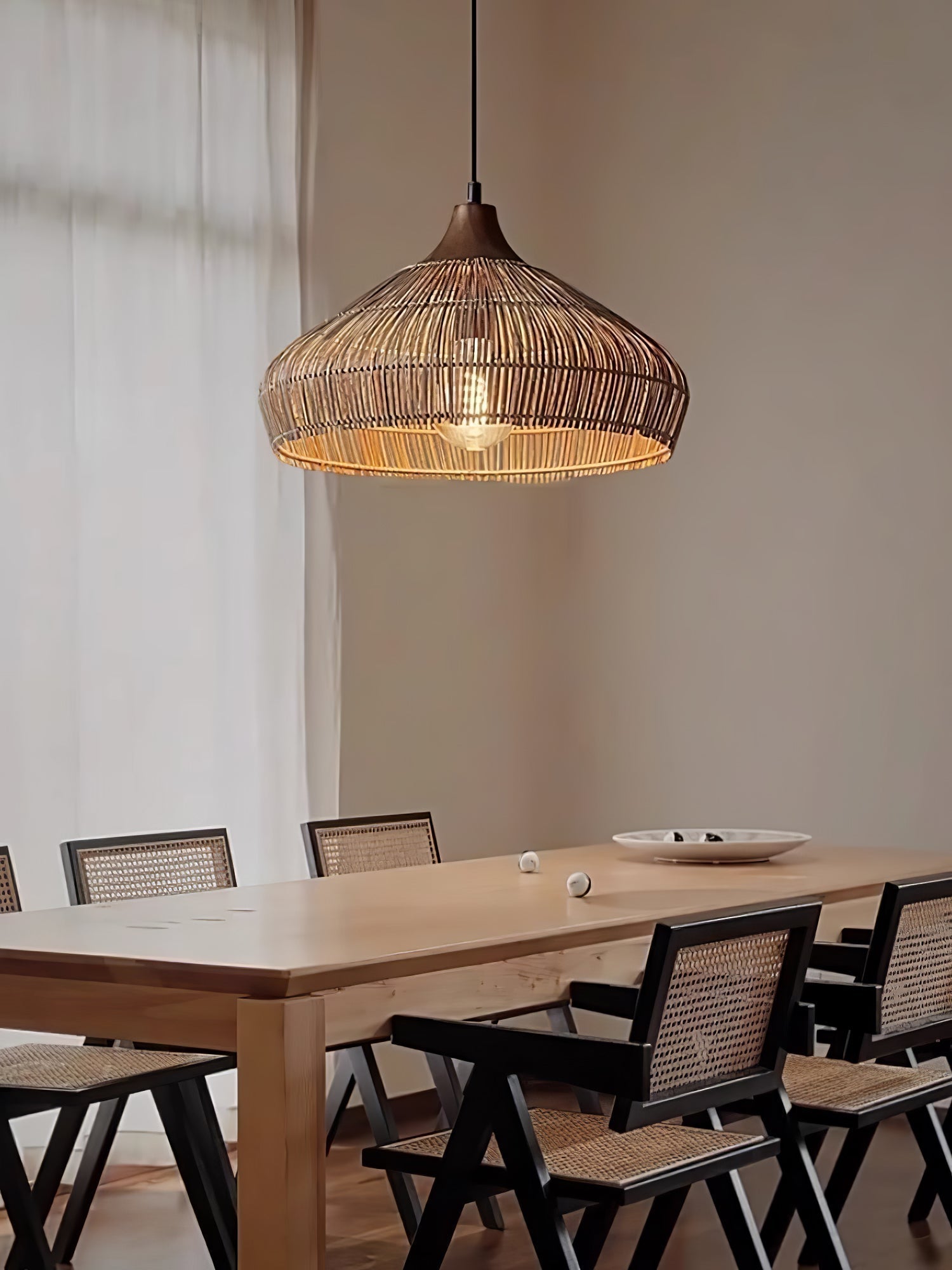 Lampe Suspendue en Rotin Tressé | Éclairage Bohémien pour Intérieurs Chaleureux