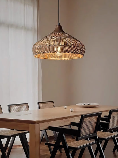 Lampe Suspendue en Rotin Tressé | Éclairage Bohémien pour Intérieurs Chaleureux
