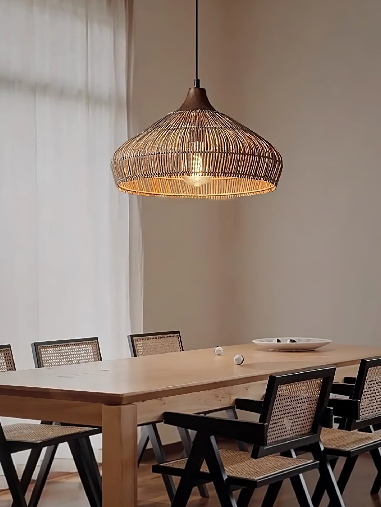 Lampe Suspendue en Rotin Tressé | Éclairage Bohémien pour Intérieurs Chaleureux