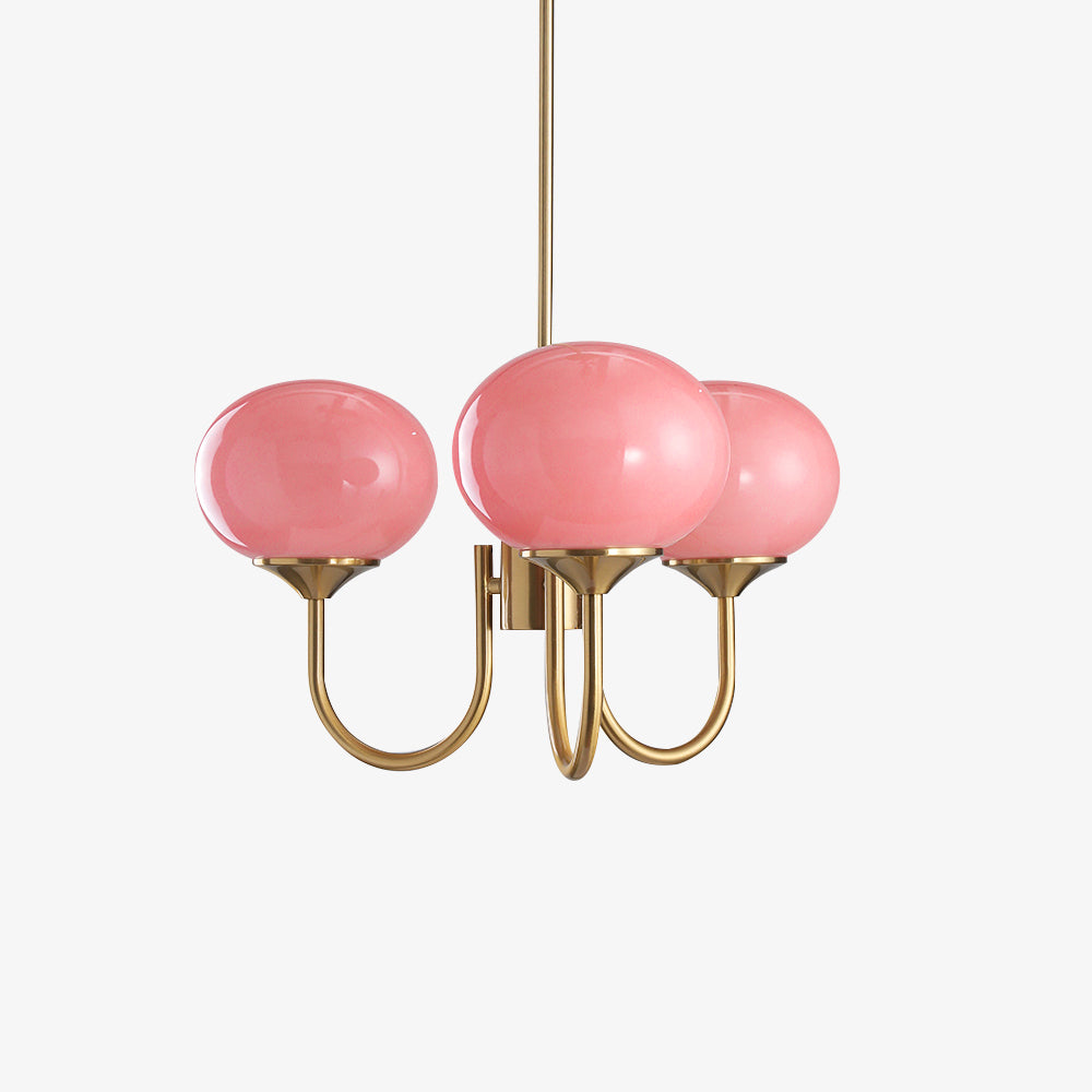 Lustre en Verre Rose pour Salle à Manger | Élégance Contemporaine et Chaleur Atmosphérique