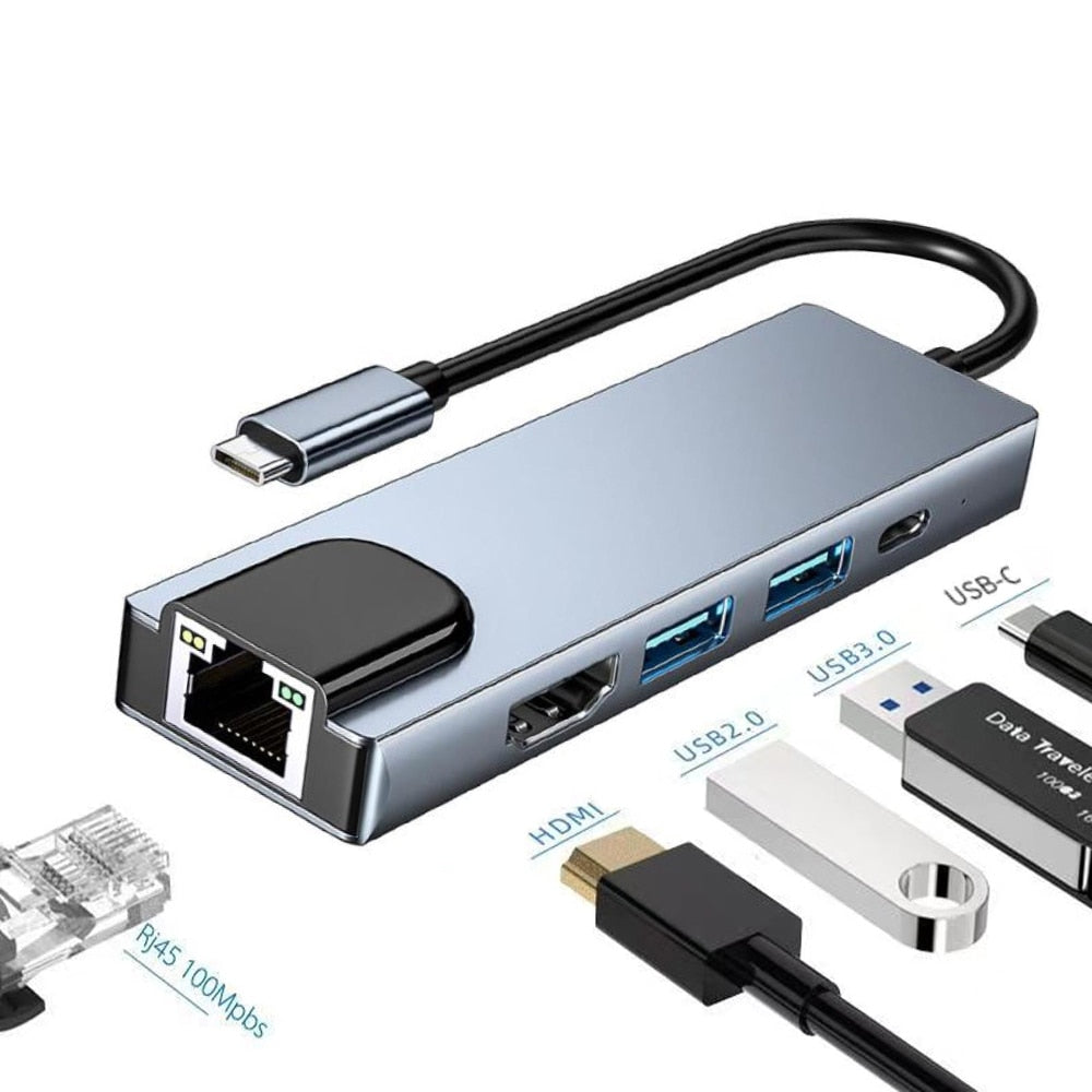 Hub USB-C 4K avec Charge Rapide | Connectivité Polyvalente et Design Compact