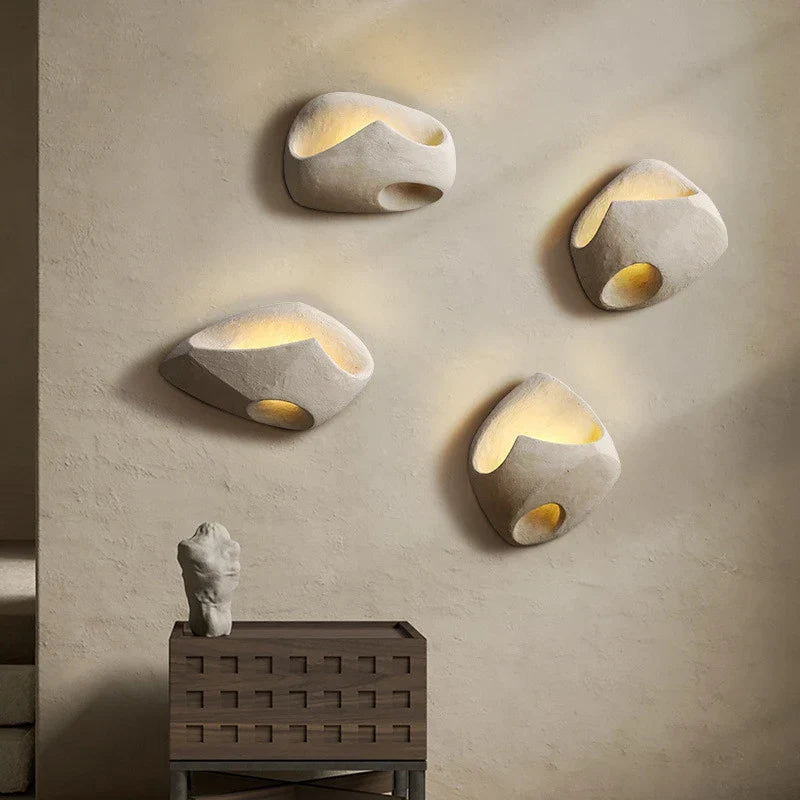 Applique Murale en Béton Wabi-Sabi | Lumière LED Douce pour Ambiance Apaisante