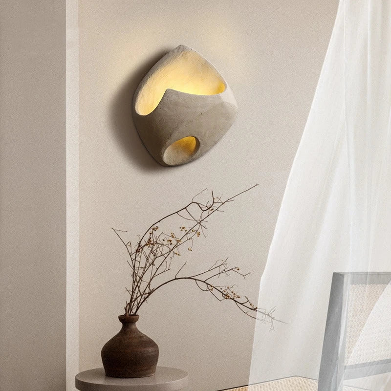 Applique Murale en Béton Wabi-Sabi | Lumière LED Douce pour Ambiance Apaisante