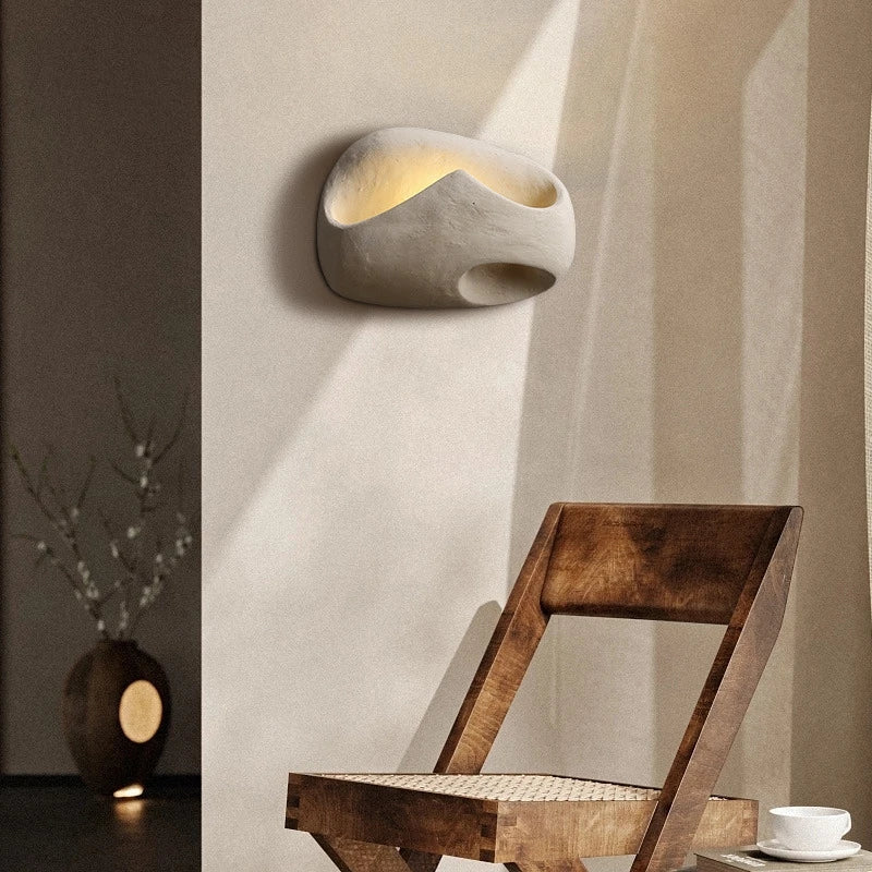 Applique Murale en Béton Wabi-Sabi | Lumière LED Douce pour Ambiance Apaisante