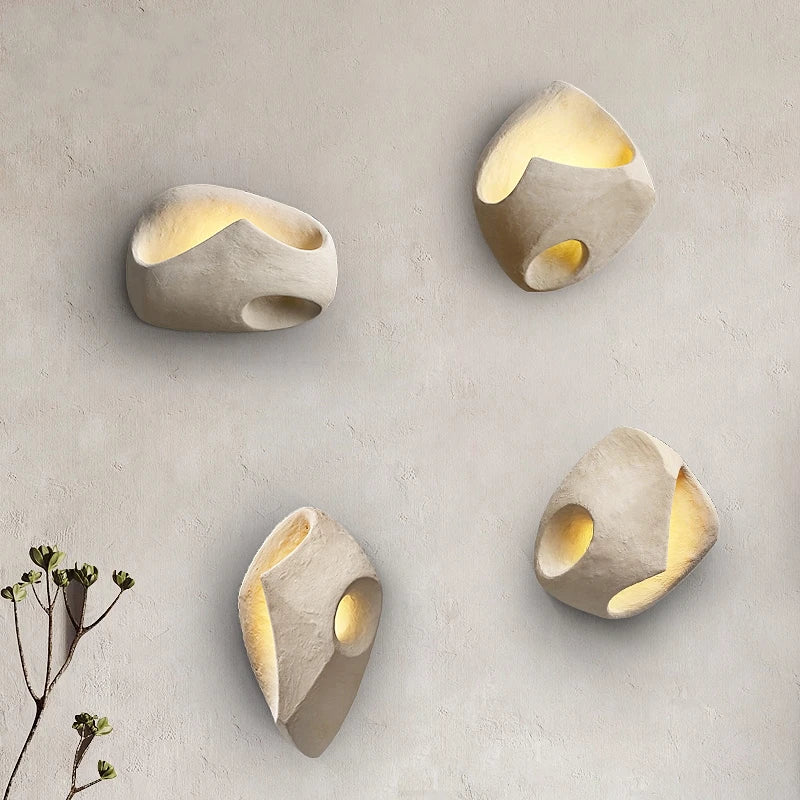 Applique Murale en Béton Wabi-Sabi | Lumière LED Douce pour Ambiance Apaisante