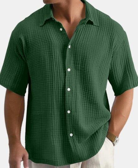 Chemise Waffle Olive pour Hommes | Élégance Décontractée et Confort Optimal