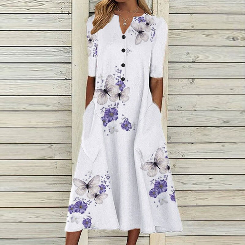 Robe d'été à Motif Floral | Style Élégant et Confortable