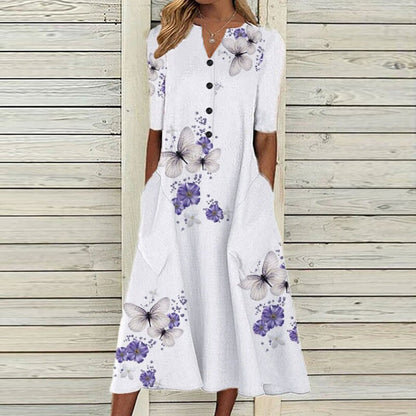 Robe d'été à Motif Floral | Style Élégant et Confortable