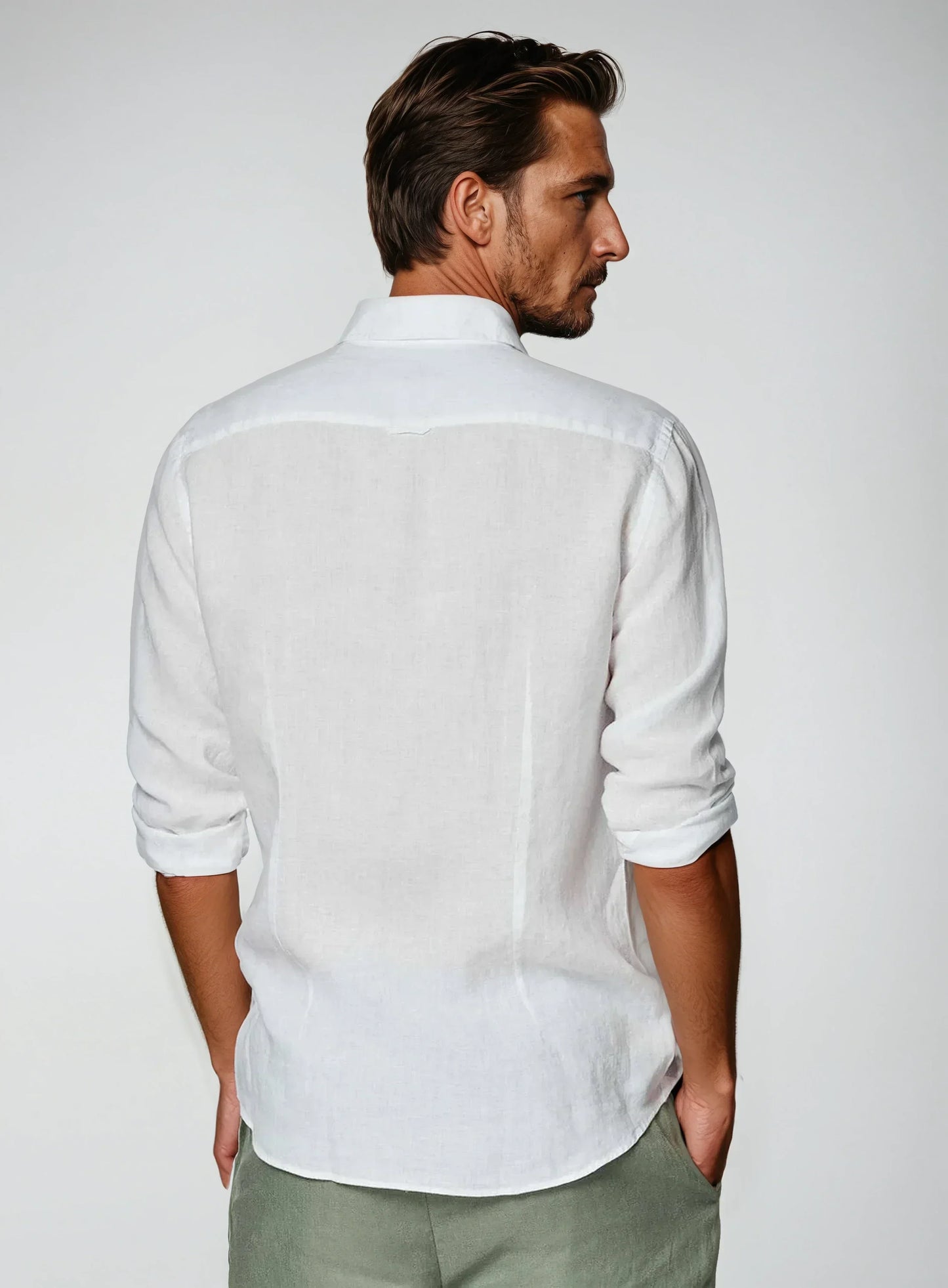 Chemise en Lin Blanc Décontractée | Style Élégant et Confort Respirant