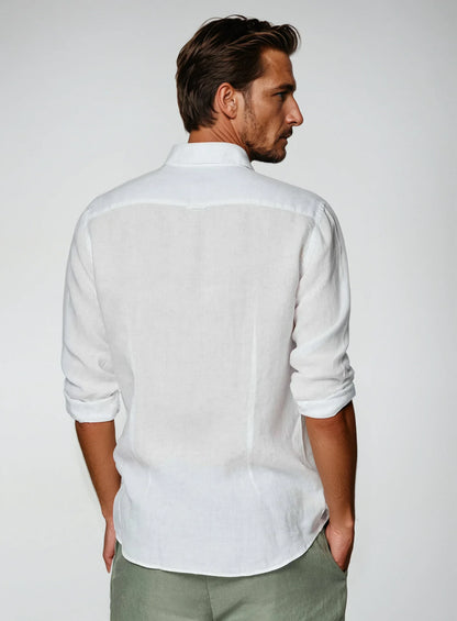 Chemise en Lin Blanc Décontractée | Style Élégant et Confort Respirant