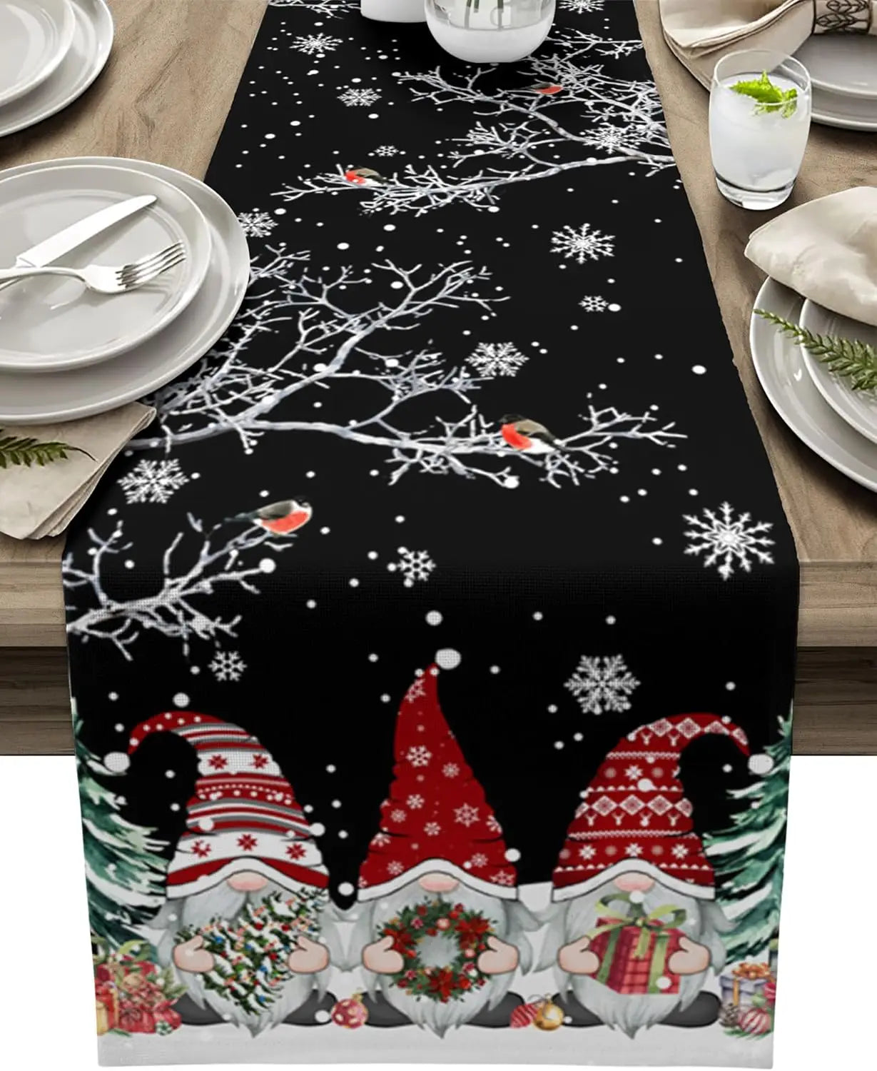 Chemin de Table de Noël | Design Flocon de Neige Élégant