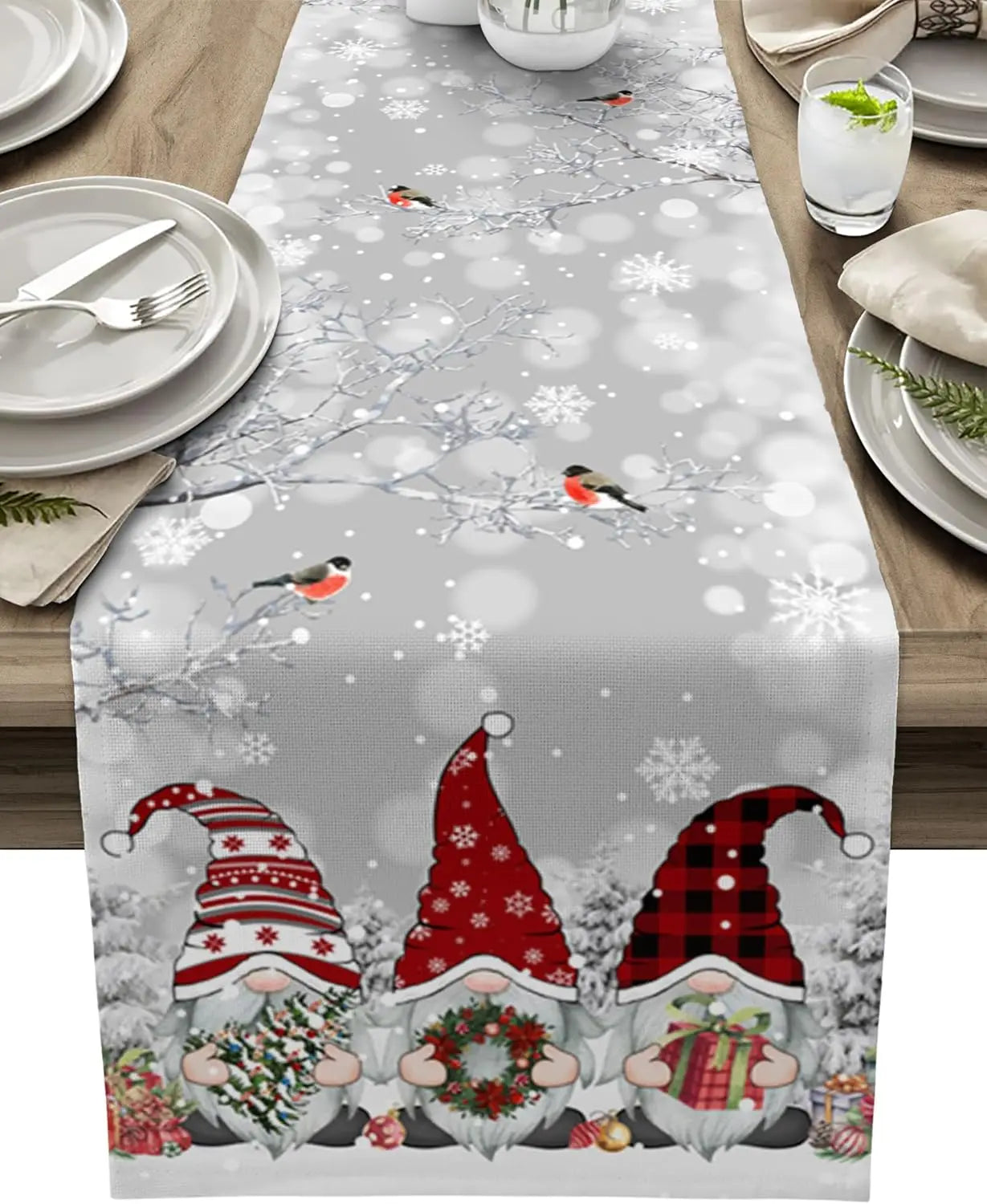 Chemin de Table de Noël | Design Flocon de Neige Élégant