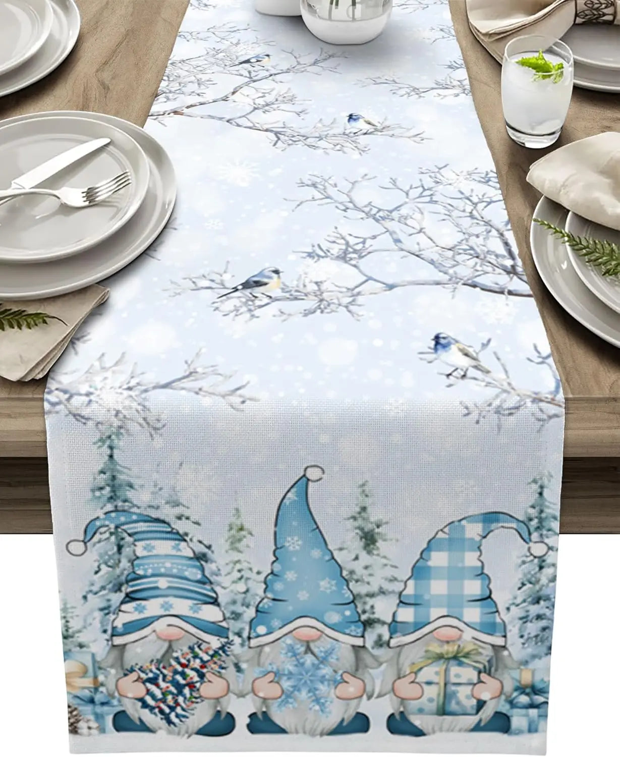 Chemin de Table de Noël | Design Flocon de Neige Élégant