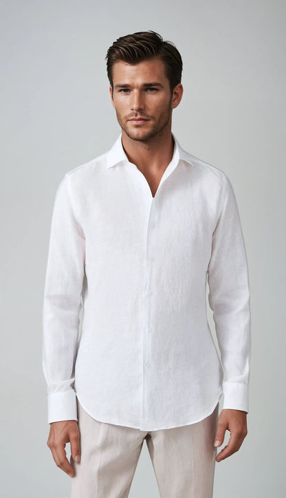 Chemise en Lin Blanc Décontractée | Style Élégant et Confort Respirant