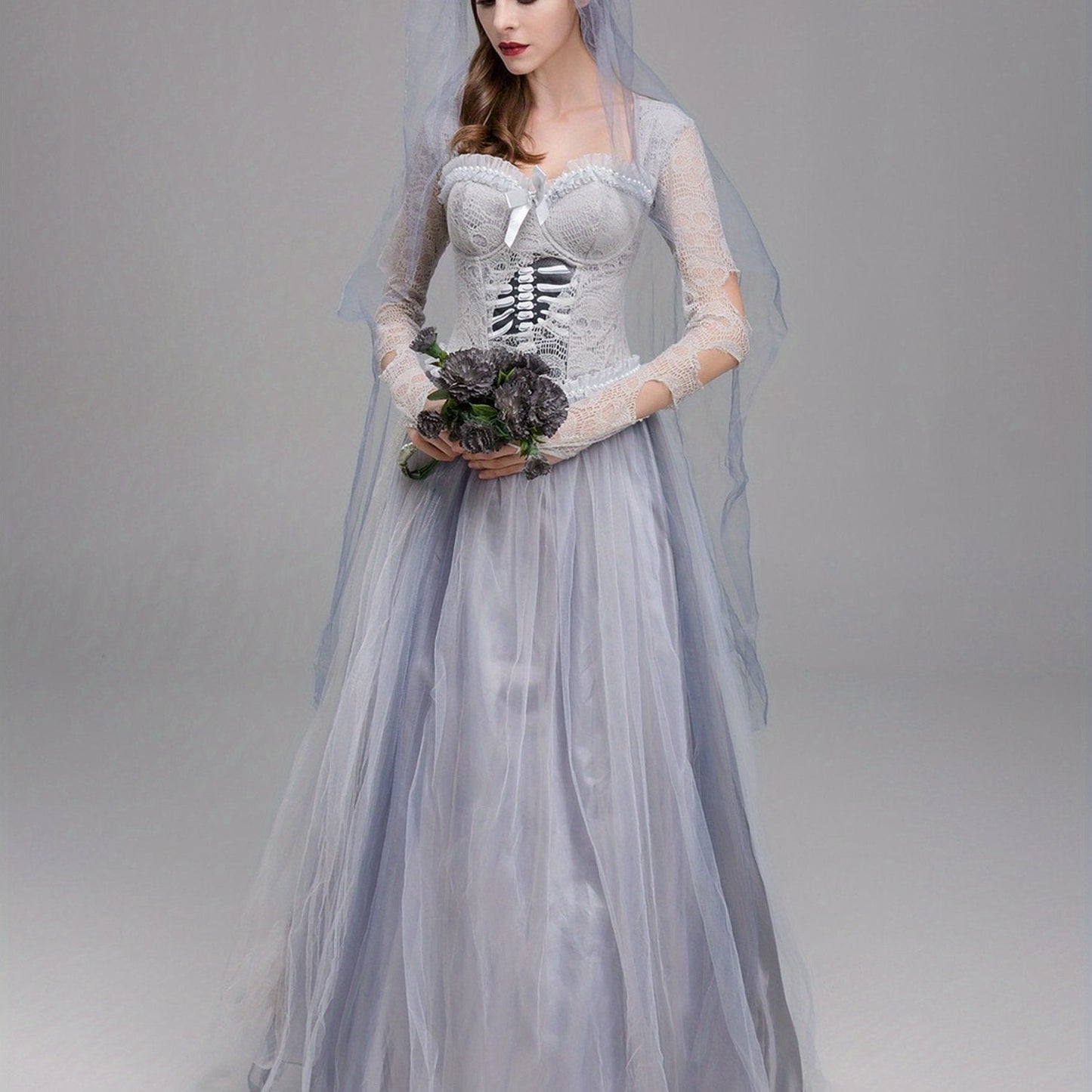 Robe de Mariée Gothique | Élégance Effrayante en Dentelle et Tulle