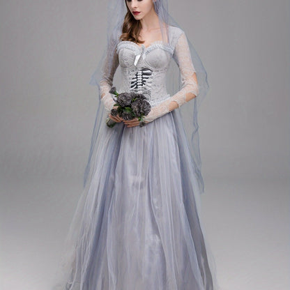 Robe de Mariée Gothique | Élégance Effrayante en Dentelle et Tulle