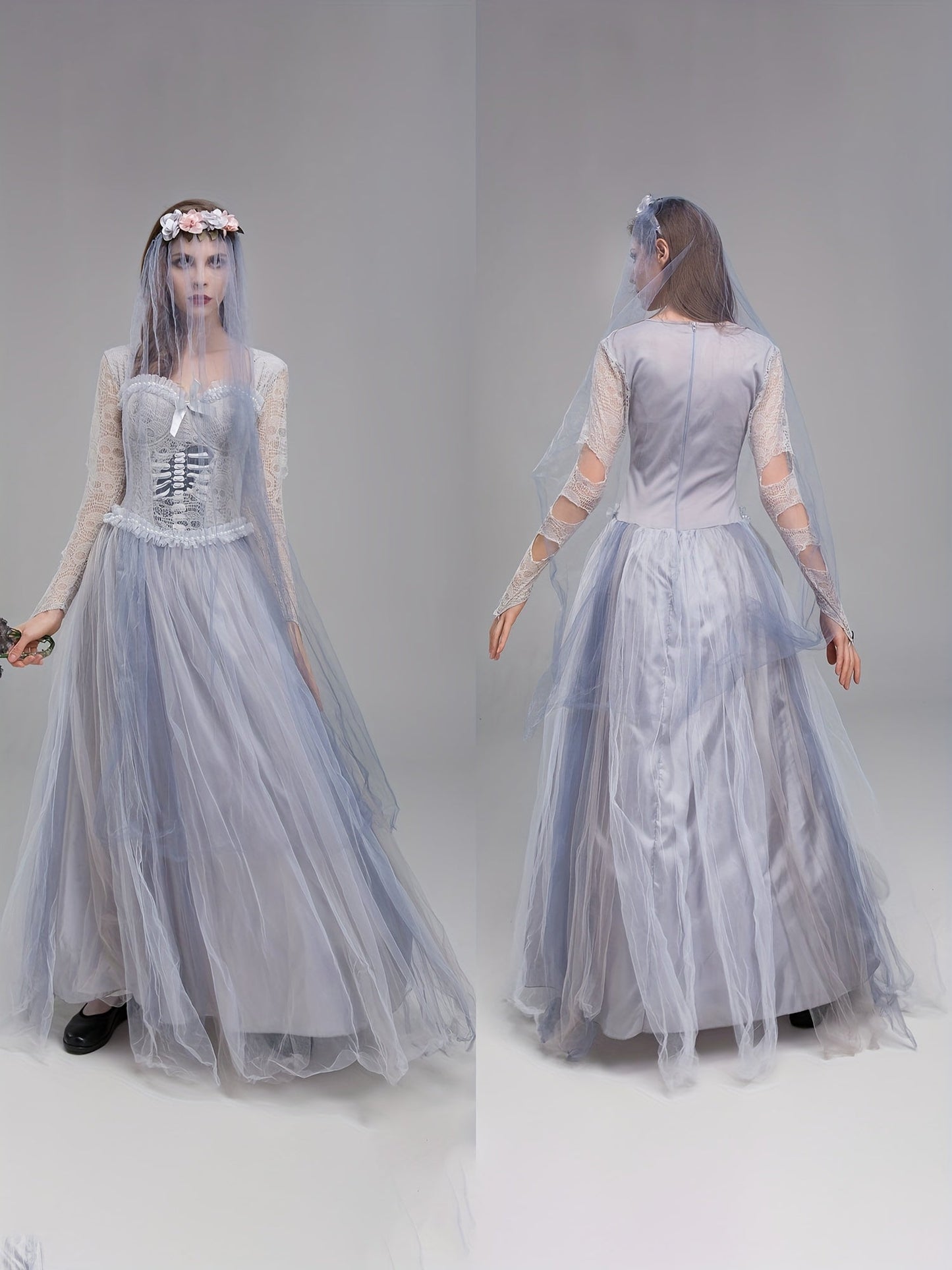 Robe de Mariée Gothique | Élégance Effrayante en Dentelle et Tulle