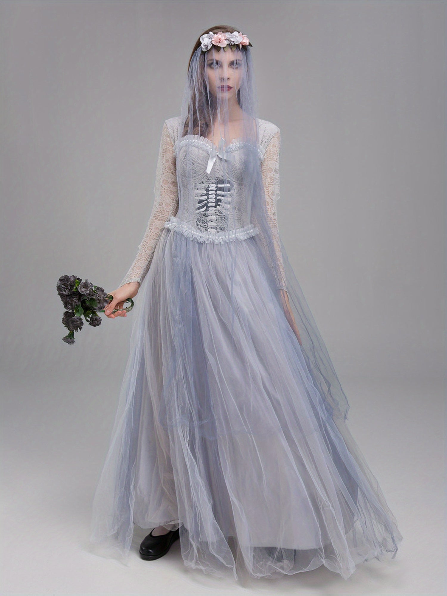 Robe de Mariée Gothique | Élégance Effrayante en Dentelle et Tulle