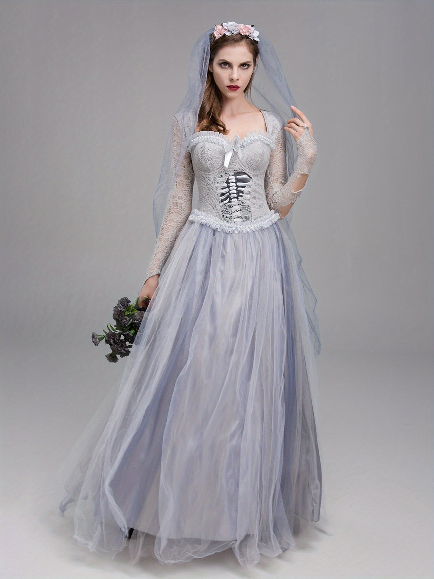 Robe de Mariée Gothique | Élégance Effrayante en Dentelle et Tulle