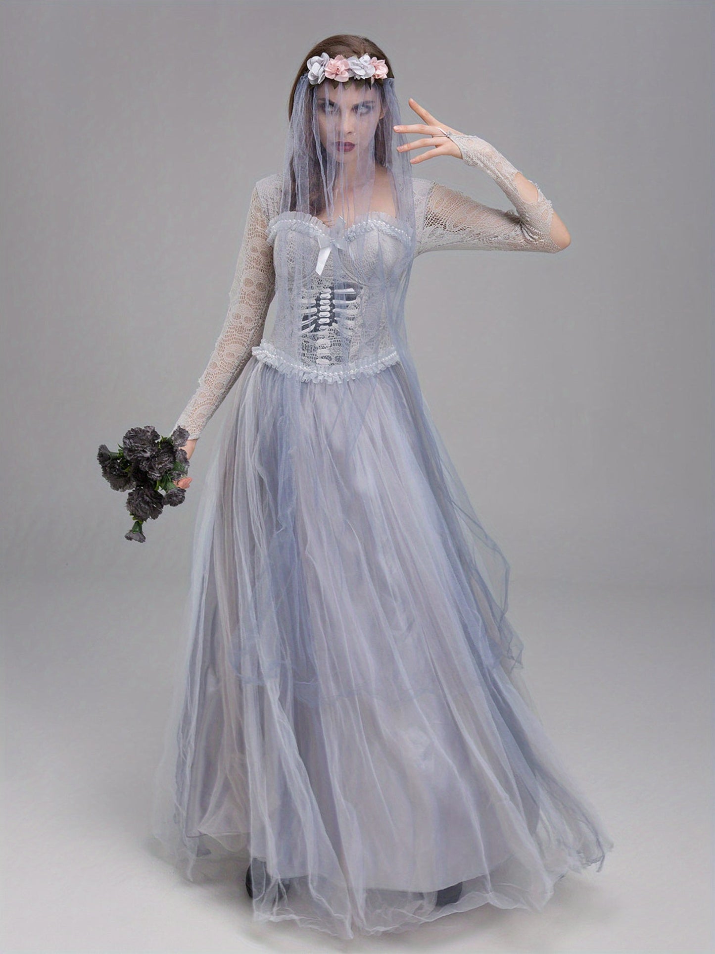 Robe de Mariée Gothique | Élégance Effrayante en Dentelle et Tulle