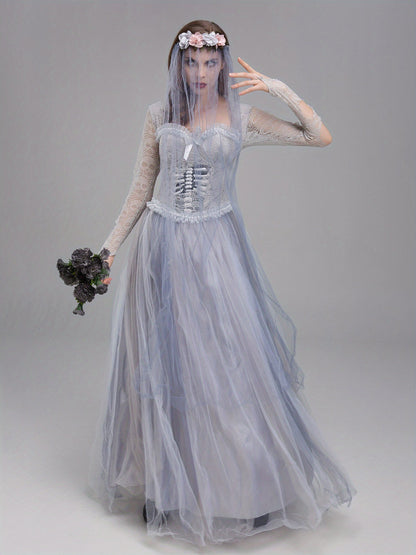 Robe de Mariée Gothique | Élégance Effrayante en Dentelle et Tulle