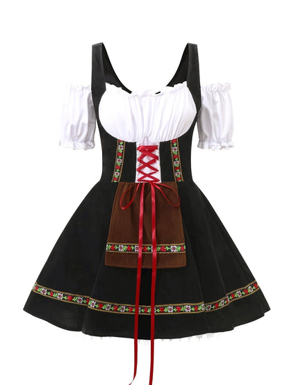 Robe de Costume Halloween Grande Taille | Élégance Bavaroise à Manches Bouffantes