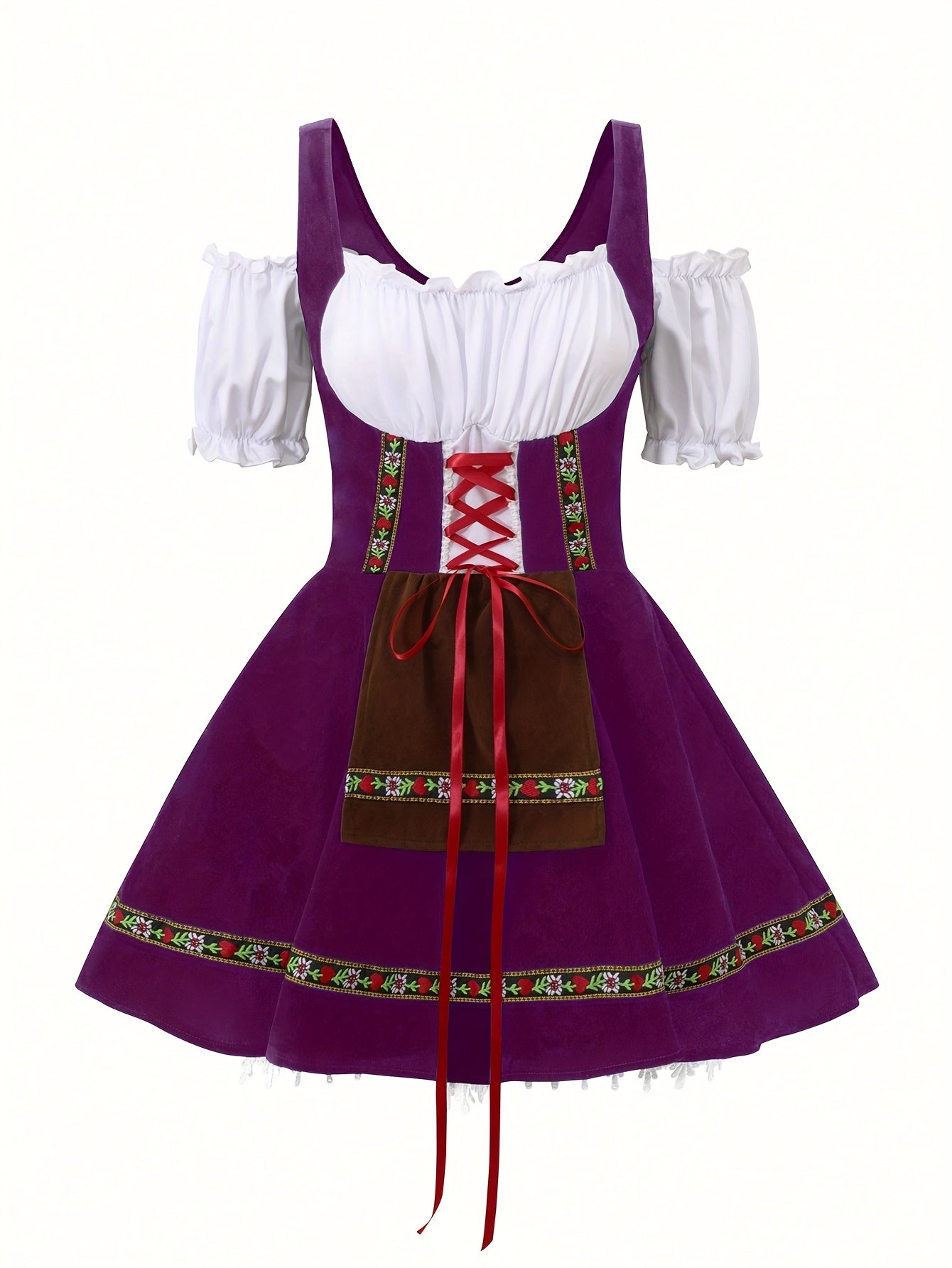 Robe de Costume Halloween Grande Taille | Élégance Bavaroise à Manches Bouffantes