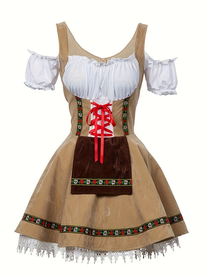 Robe de Costume Halloween Grande Taille | Élégance Bavaroise à Manches Bouffantes