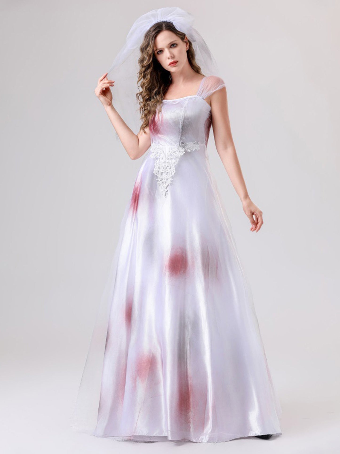 Robe de Mariée Cadavérique Halloween | Design Effrayant et Silhouette Maxi