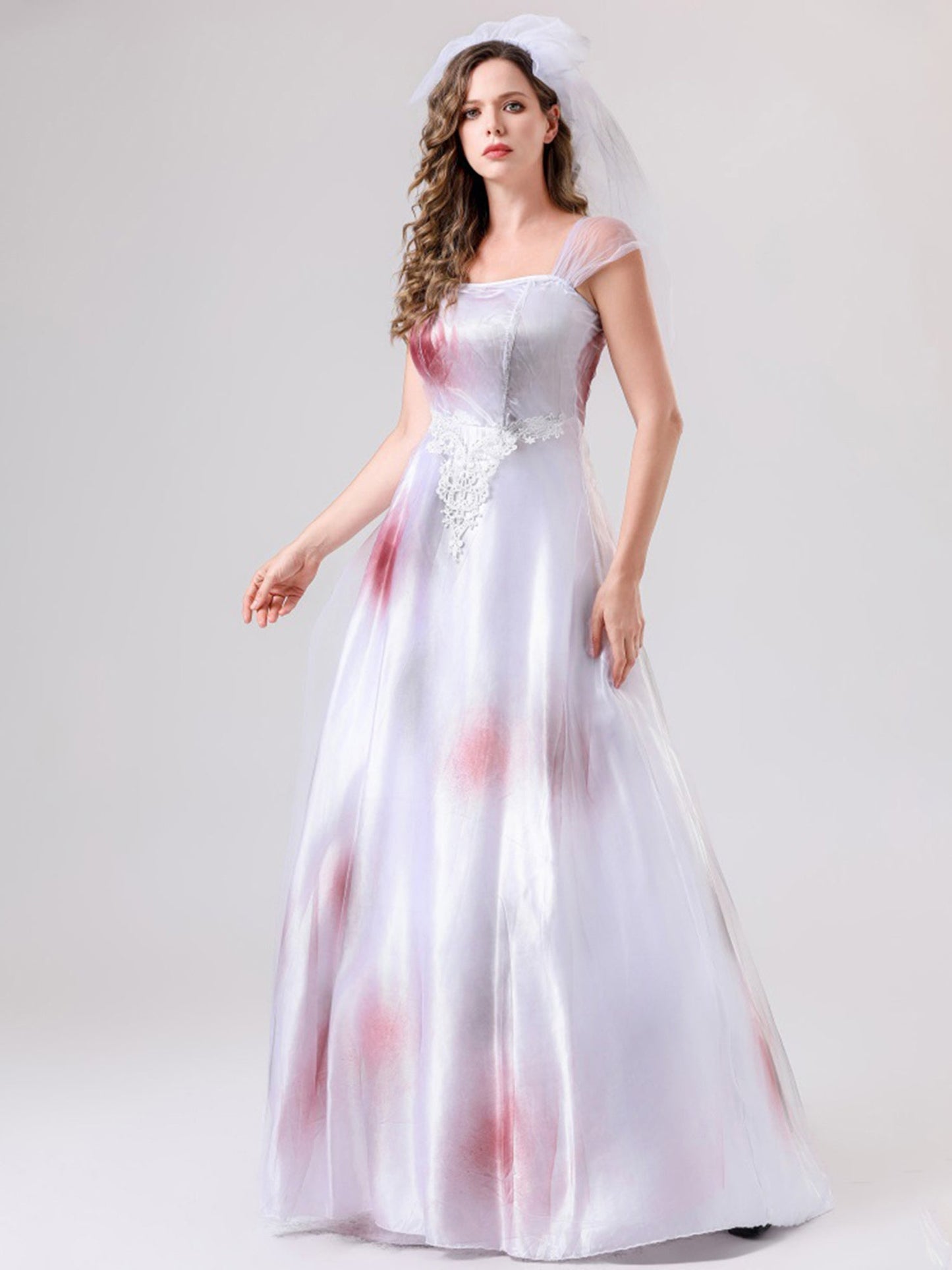 Robe de Mariée Cadavérique Halloween | Design Effrayant et Silhouette Maxi