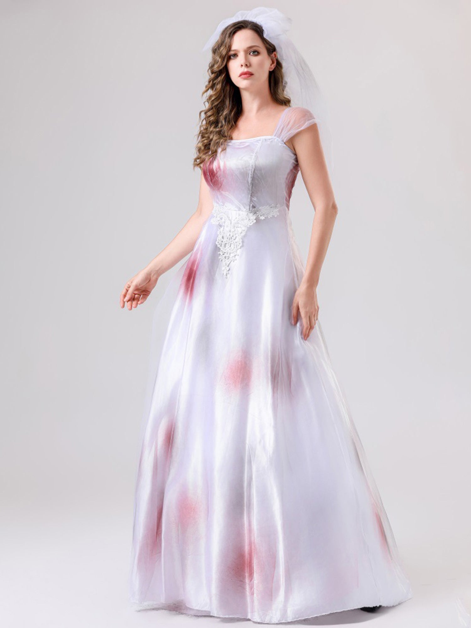 Robe de Mariée Cadavérique Halloween | Design Effrayant et Silhouette Maxi