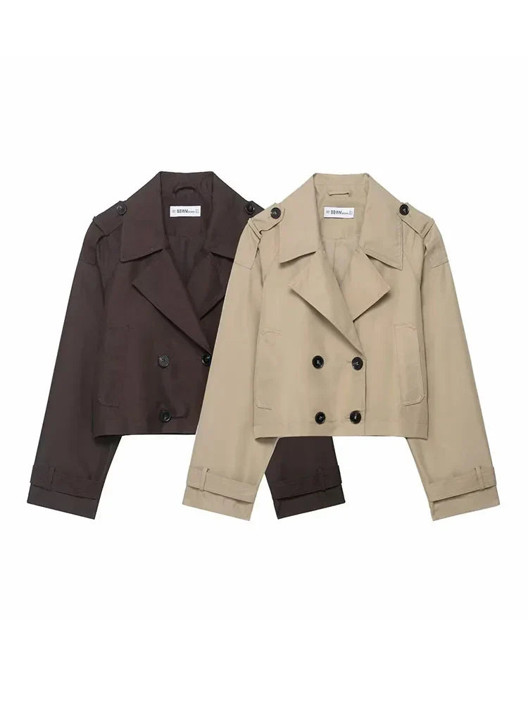 Manteau Trench Femme Élégant | Double Boutonnage et Poches Pratiques