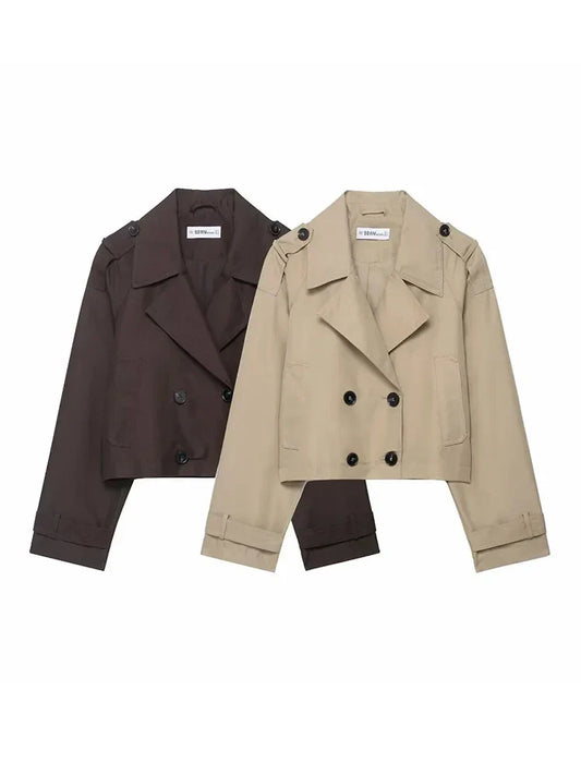 Manteau Trench Femme Élégant | Double Boutonnage et Poches Pratiques