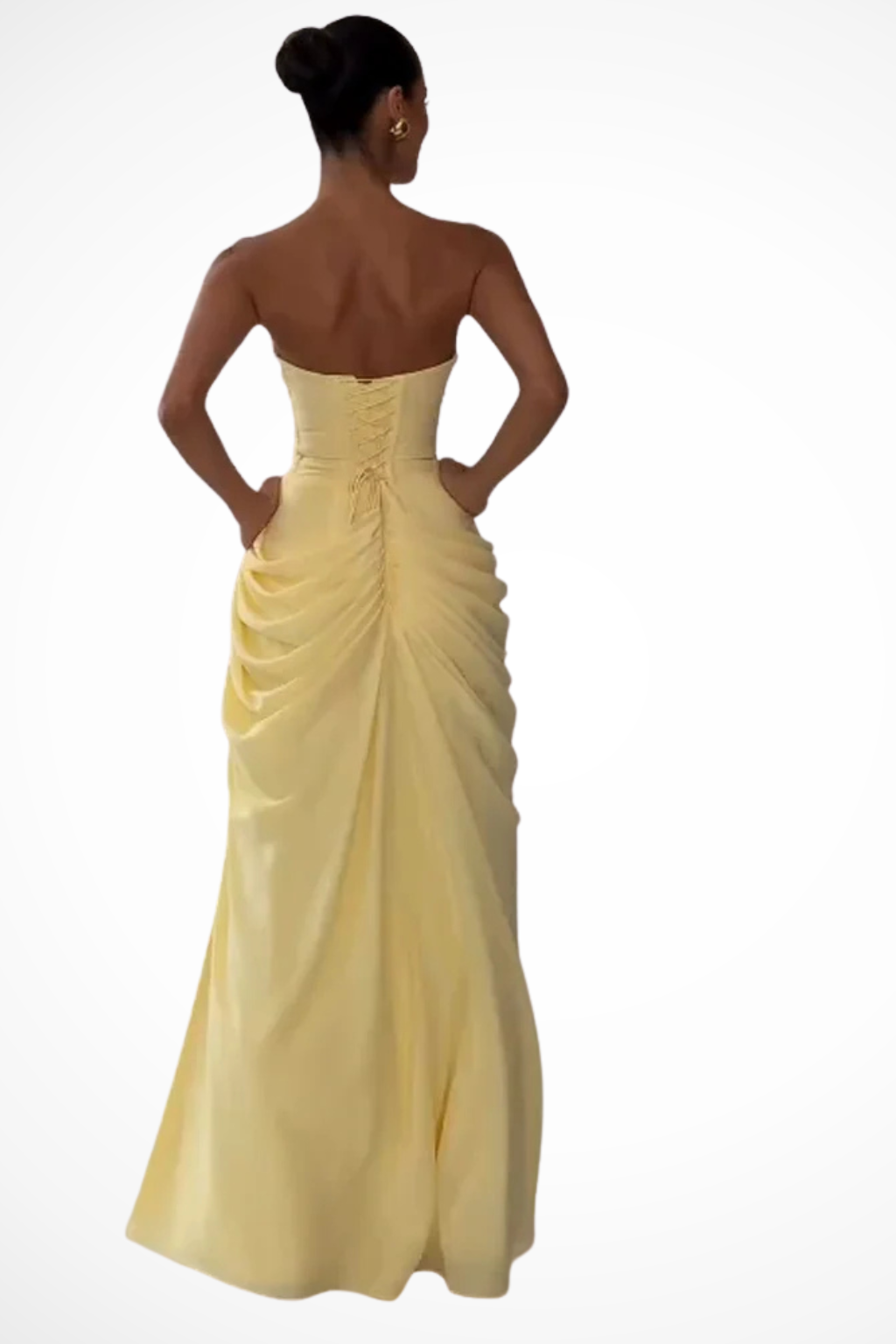 Robe de Soirée Sans Bretelles | Élégance avec Fente Haute