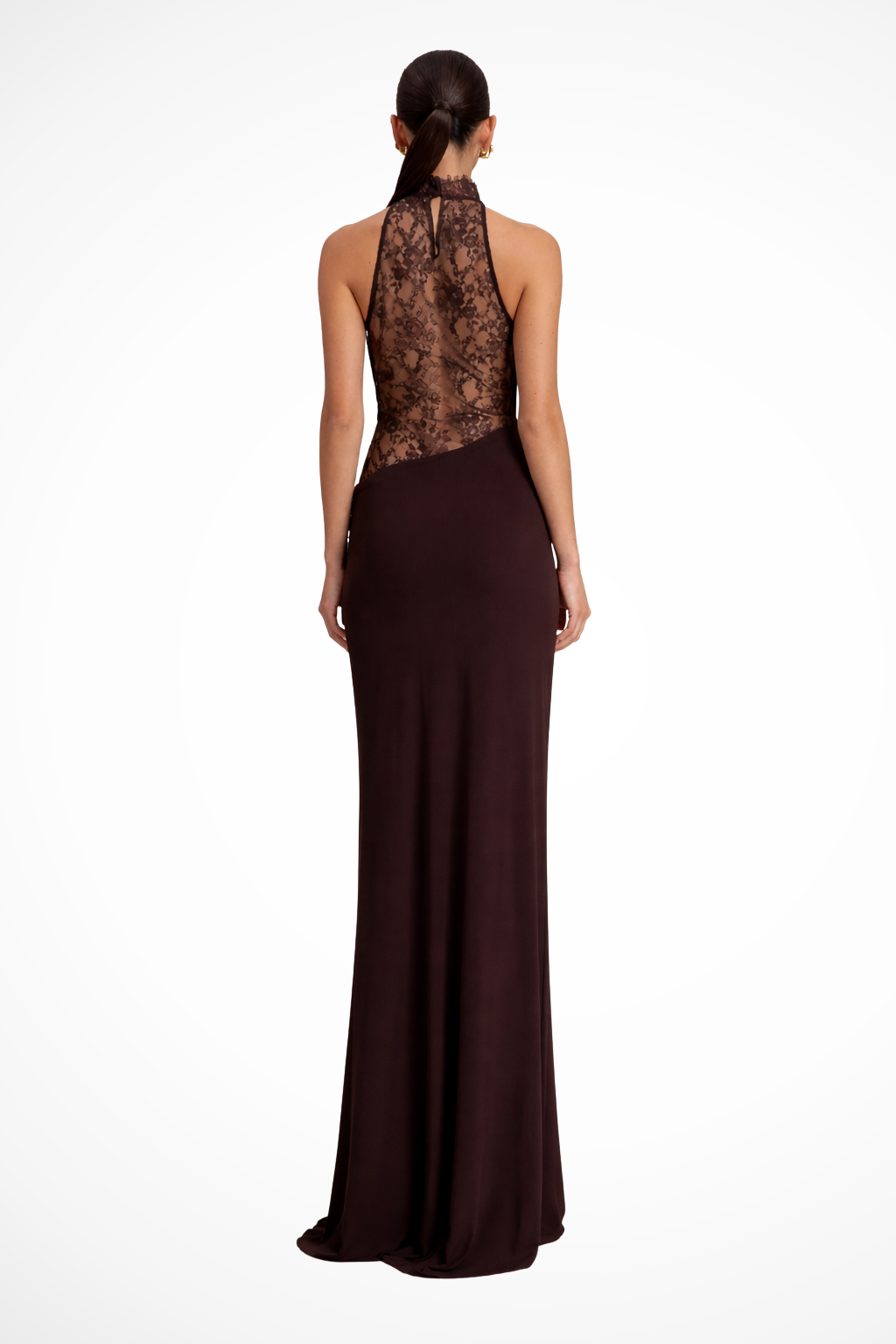 Robe en Dentelle Élégante Maxi | Col Halter et Sans Manches