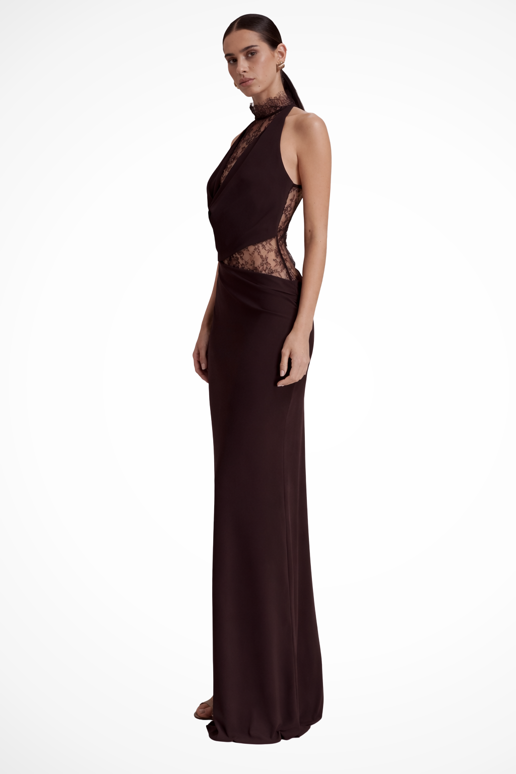 Robe en Dentelle Élégante Maxi | Col Halter et Sans Manches