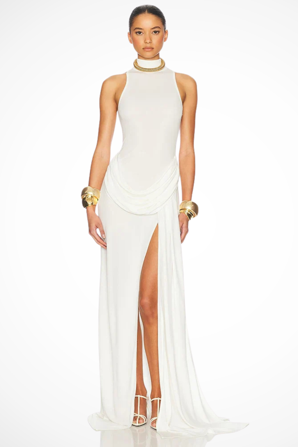 Robe de Soirée Maxi Élégante | Design Sans Manches et Col Haut