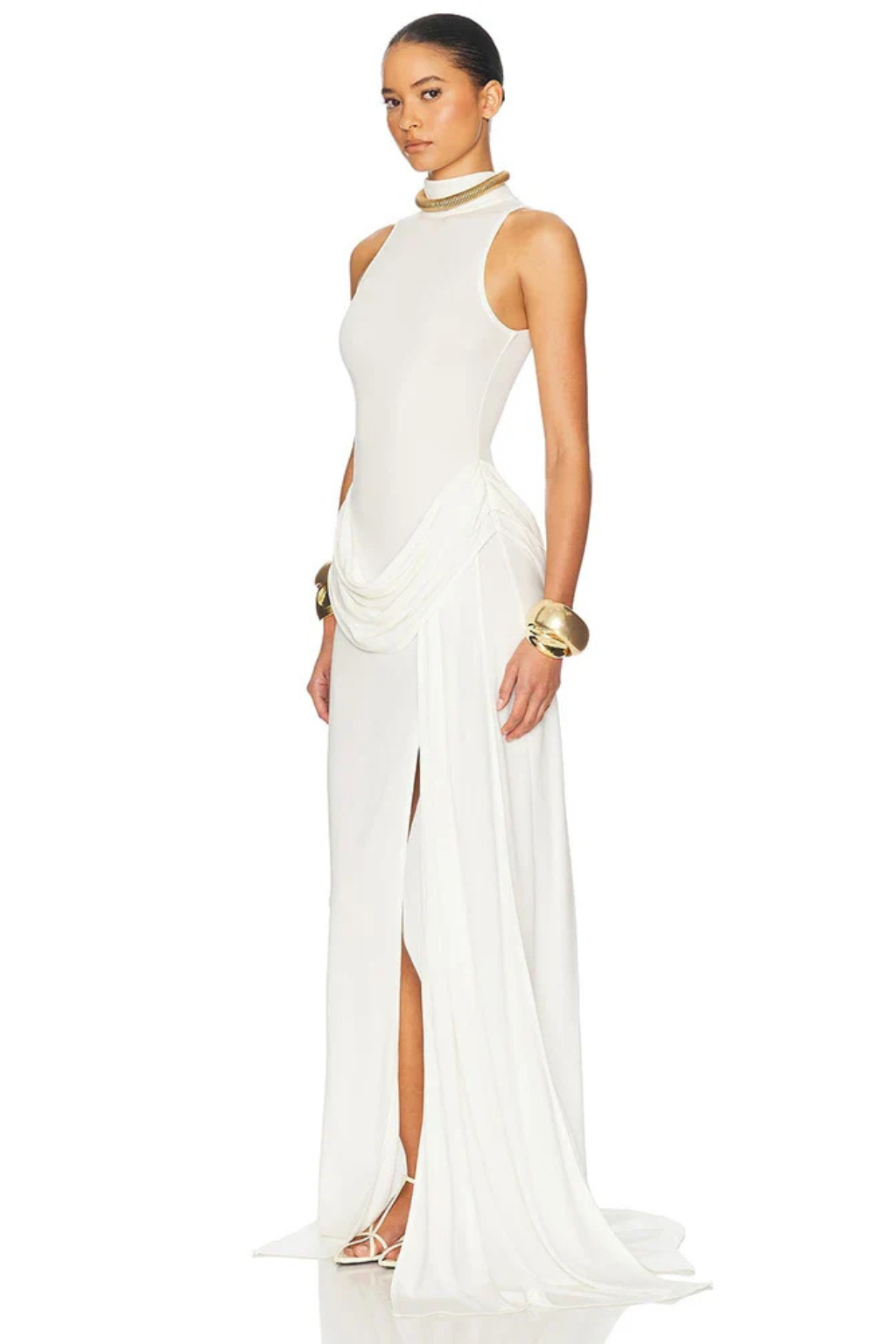 Robe de Soirée Maxi Élégante | Design Sans Manches et Col Haut
