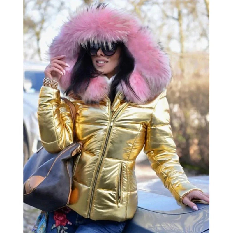 Veste d'hiver pour Femmes | Manteau Matelassé avec Capuche en Fausse Fourrure