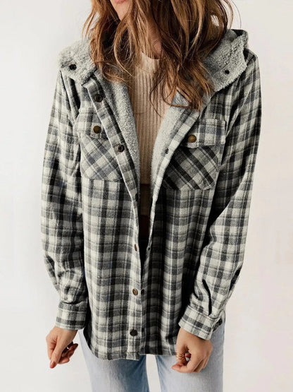 Veste à Carreaux Doublée en Polaire | Confortable et Élégante avec Capuche