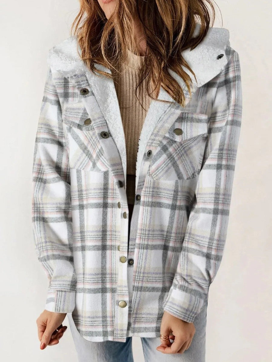 Veste à Carreaux Doublée en Polaire | Confortable et Élégante avec Capuche